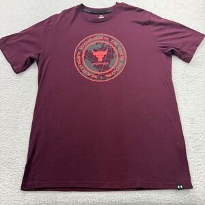 Under Armour Project Rock Hardest Worker In The Room T Shirt Mens L Maroon